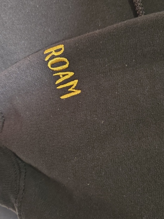 Gildan Brown 'WYLDHIKER' Hooded Sweatshirt with Gold Embroidery Size L - Picture 4 of 8